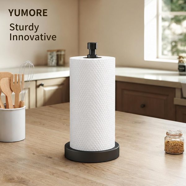 3.9 lb Heavy-Duty Paper Towel Holder with Weighted Countertop Base, Black